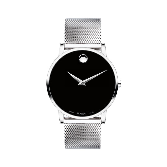Men's Movado Museum® Classic Mesh Watch with Black Dial (Model: 0607219)