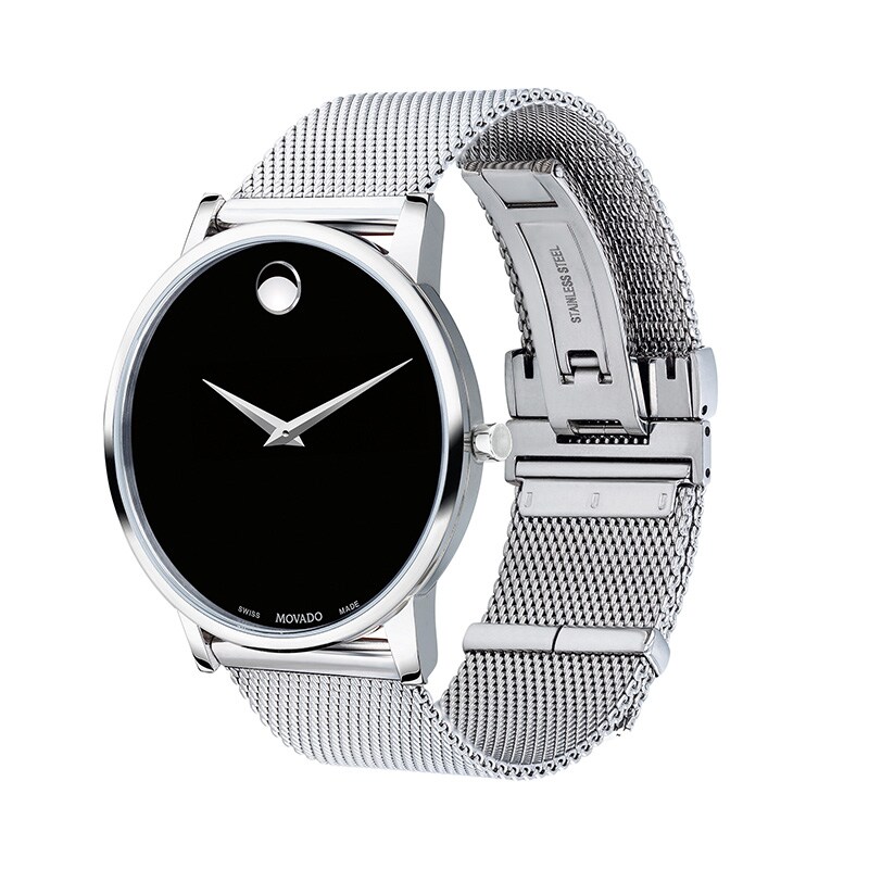 Main Image 3 of Men's Movado Museum® Classic Mesh Watch with Black Dial (Model: 0607219)
