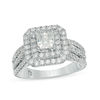 Thumbnail Image 1 of Celebration Ideal 1-5/8 CT. T.W. Princess-Cut Certified Diamond Double Frame Multi-Row Engagement Ring in 14K White Gold (I/I1)