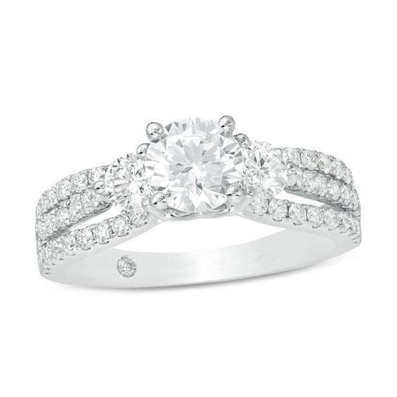 1-5/8 CT. T.w. Diamond Past Present FutureÂ® Multi-Row Engagement Ring in 14K White Gold