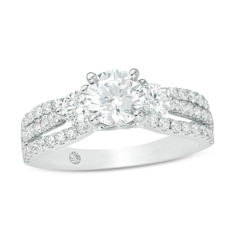 1-5/8 CT. T.W. Diamond Past Present Future® Multi-Row Engagement Ring in 14K White Gold