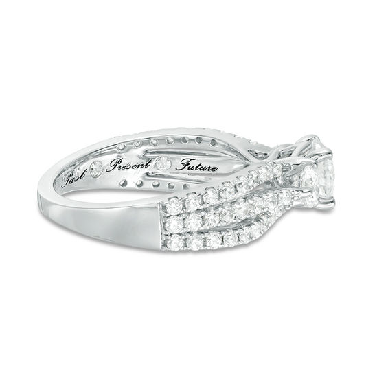 1-5/8 CT. T.w. Diamond Past Present FutureÂ® Multi-Row Engagement Ring in 14K White Gold