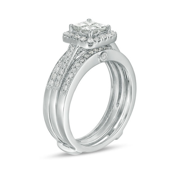 3/4 CT. T.W. Quad Princess-Cut Diamond Frame Vintage-Style