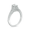 Thumbnail Image 1 of 1 CT. T.W. Certified Oval Diamond Frame V-Sides Engagement Ring in 14K White Gold (I/SI2)