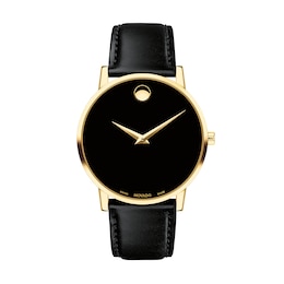 Men’s Movado Museum® Classic Gold-Tone IP Watch with Black Dial (Model: 0607271)