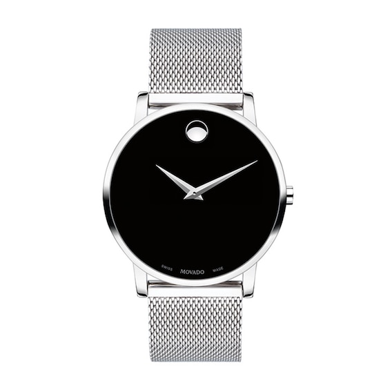Men's Movado MuseumÂ® Classic Mesh Watch with Black Dial (Model: 0607219)