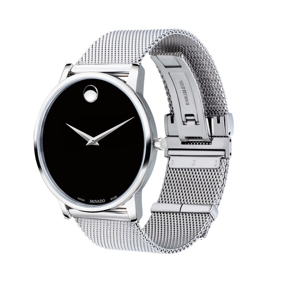 Men's Movado MuseumÂ® Classic Mesh Watch with Black Dial (Model: 0607219)
