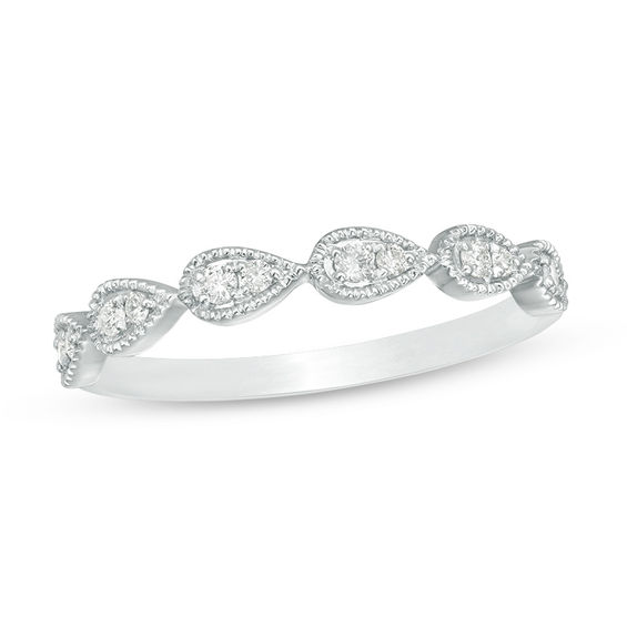 1/8 CT. T.W. Diamond Teardrop Vintage-Style Stackable Band in 10K White ...