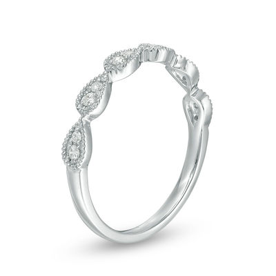 1/8 CT. T.W. Diamond Teardrop Vintage-Style Stackable Band in 10K White Gold