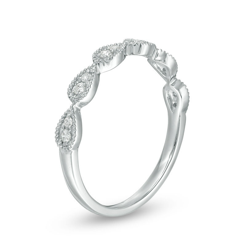Main Image 2 of 1/8 CT. T.W. Diamond Teardrop Vintage-Style Stackable Band in 10K White Gold