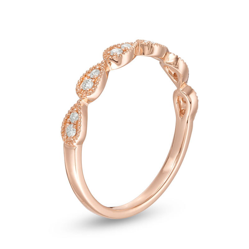 Main Image 2 of 1/8 CT. T.W. Diamond Teardrop Vintage-Style Stackable Band in 10K Rose Gold