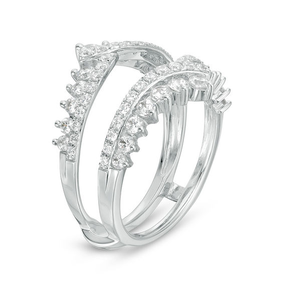 1-1/4 CT. T.w. Diamond Bypass Chevron Solitaire Enhancer in 14K White Gold