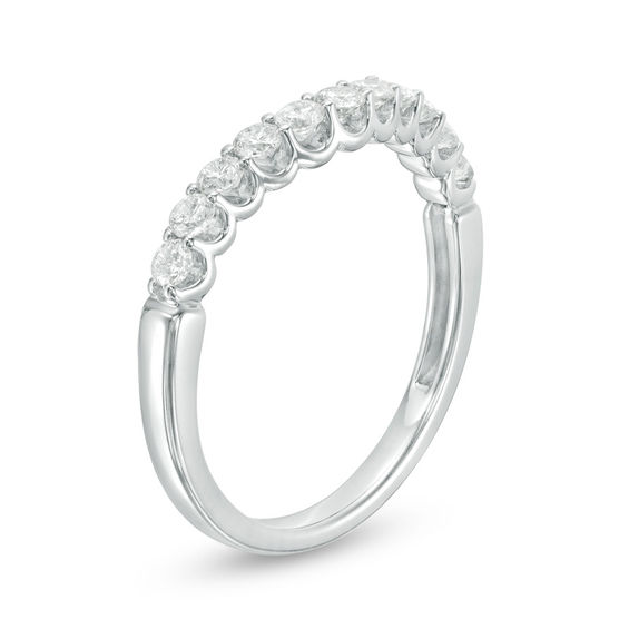 1/ CT. T.w. Diamond Contour Wedding Band in 14K White Gold