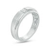 Thumbnail Image 2 of 1/20 CT. Diamond Solitaire Satin Wedding Band in 10K White Gold