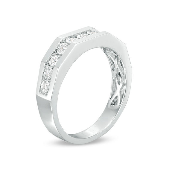 1/10 CT. T.w. Diamond Wedding Band in 10K White Gold