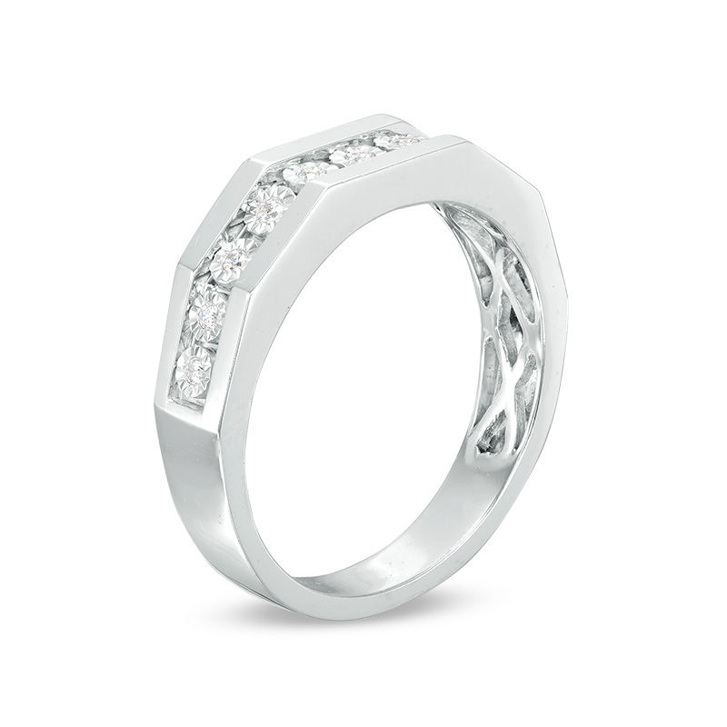 Main Image 2 of 1/10 CT. T.W. Diamond Wedding Band in 10K White Gold