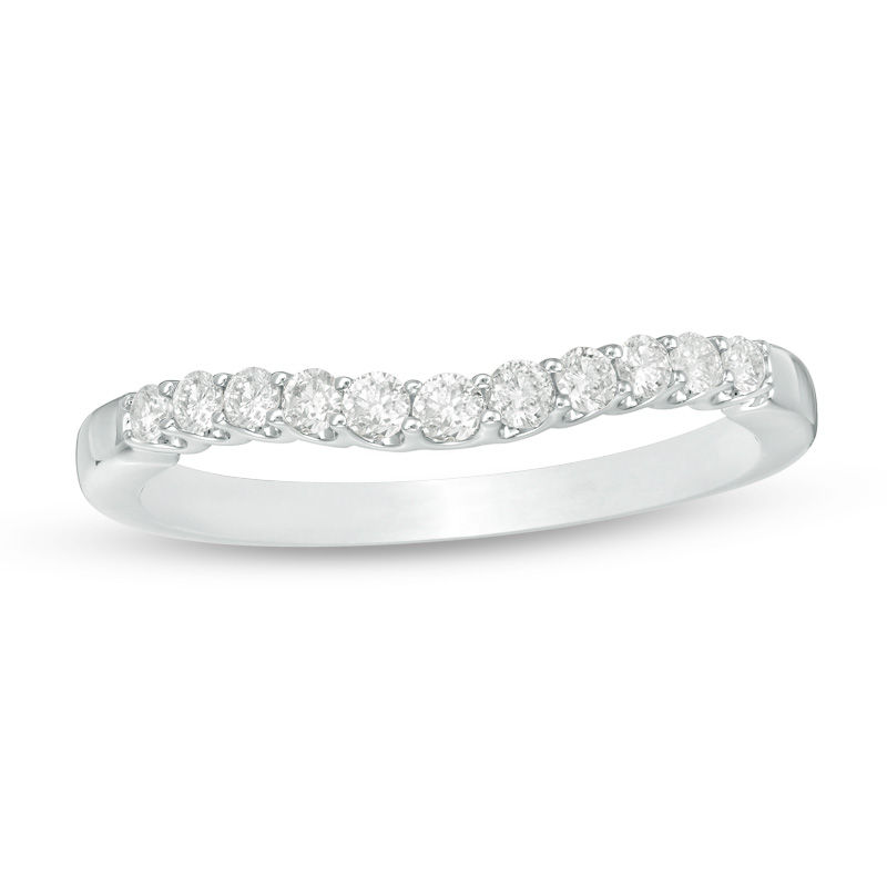 1/4 CT. T.W. Diamond Contour Wedding Band in 14K White Gold