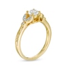 Thumbnail Image 2 of 5.0mm Lab-Created White Sapphire and Diamond Accent Leaf Vintage-Style Ring in 10K Gold