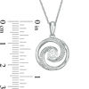 Thumbnail Image 2 of 5.0mm Lab-Created White Sapphire and Diamond Accent Beaded Circular Wave Pendant in Sterling Silver