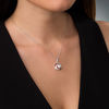 Thumbnail Image 3 of 5.0mm Lab-Created White Sapphire and Diamond Accent Beaded Circular Wave Pendant in Sterling Silver