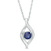 Thumbnail Image 0 of 5.0mm Lab-Created Blue Sapphire Open Flame Pendant in Sterling Silver