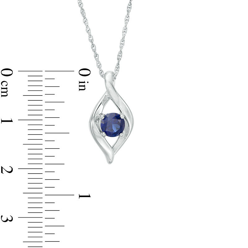 Main Image 3 of 5.0mm Lab-Created Blue Sapphire Open Flame Pendant in Sterling Silver