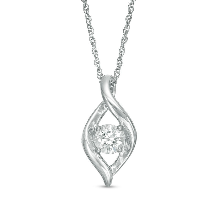 Main Image 1 of 5.0mm Lab-Created White Sapphire Open Flame Pendant in Sterling Silver