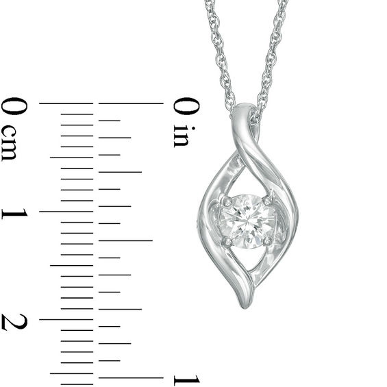 5.0mm Lab-Created White Sapphire Open Flame Pendant in Sterling Silver