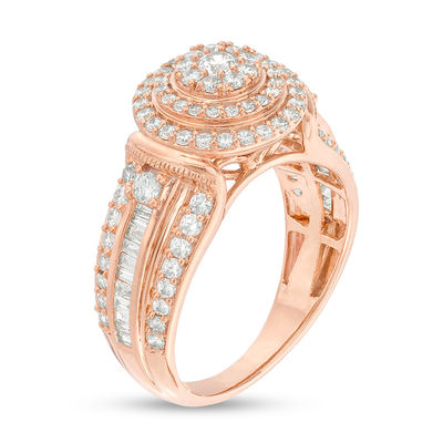 Diamond Ring in 10K Yellow Twist Style 7 Stone 0.10 ct tw White or Rose Gold 