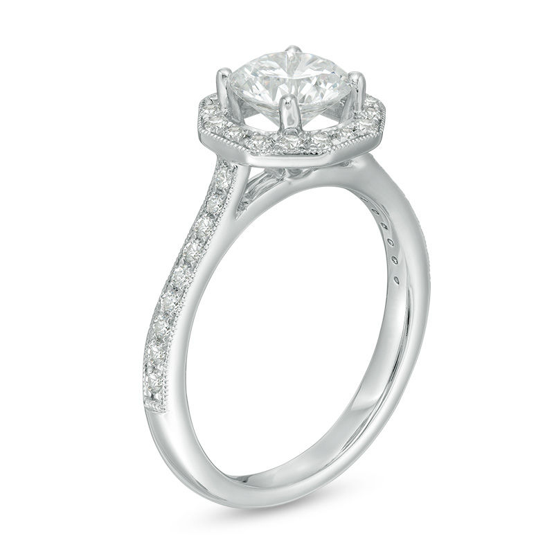 Main Image 2 of 1-1/3 CT. T.W. Diamond Octagon Frame Vintage-Style Engagement Ring in 14K White Gold