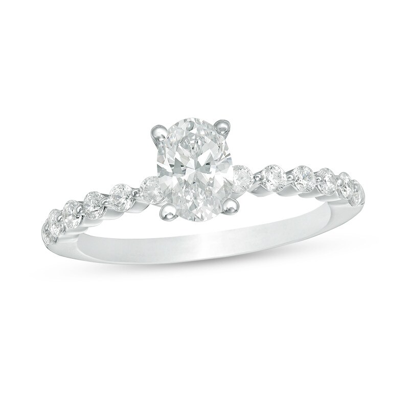 Main Image 1 of 7/8 CT. T.W. Oval Diamond Engagement Ring in 14K White Gold