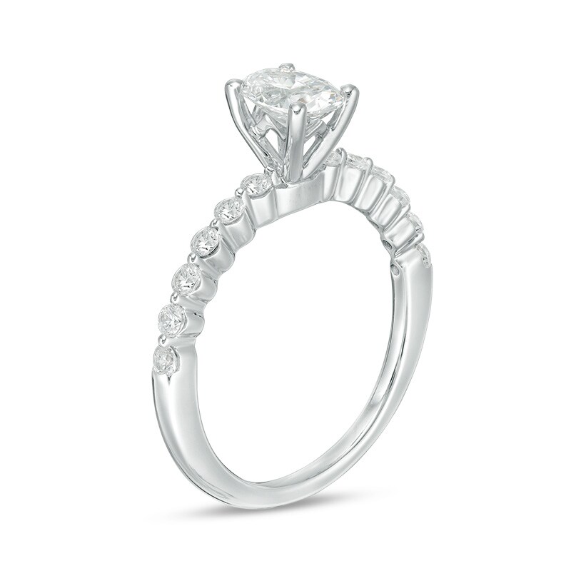 Main Image 2 of 7/8 CT. T.W. Oval Diamond Engagement Ring in 14K White Gold