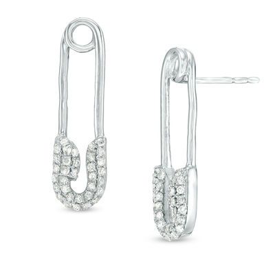 1 4 Ct T W Diamond Safety Pin Drop Earrings In Sterling Silver Exclusives Collections Zales - Zales Diamond Heart Safety Pin Pendant 1 4 Ct T W Diamond Safety Pin Drop Earrings In Sterling Silver Exclusives Collections Zales - Zales Diamond Heart Safety Pin Pendant