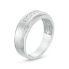 Thumbnail Image 1 of Men's 1/20 CT. T.W. Diamond Five Stone Satin Wedding Band in 10K White Gold