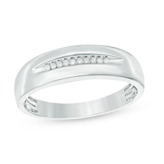 1/20 CT. T.W. Diamond Ten Stone Wedding Band in 10K White Gold