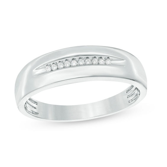1/20 CT. T.w. Diamond Ten Stone Wedding Band in 10K White Gold