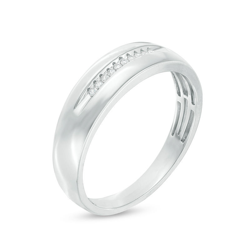 Men's 1/20 CT. T.W. Diamond Ten Stone Wedding Band in 10K White Gold