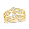 Thumbnail Image 1 of Bezel-Set Lab-Created White Sapphire Multi-Row Ring in Sterling Silver with 14K Gold Plate