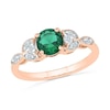 Thumbnail Image 1 of 6.0mm Lab-Created Emerald and White Sapphire Leaf Ring in 10K Rose Gold