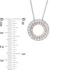 Thumbnail Image 1 of Lab-Created White Sapphire Open Double Circle Pendant in Sterling Silver and 10K Rose Gold