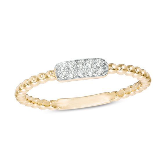 1/15 CT. T.w. Composite Diamond Rectangle Beaded Stackable Band in 10K Gold