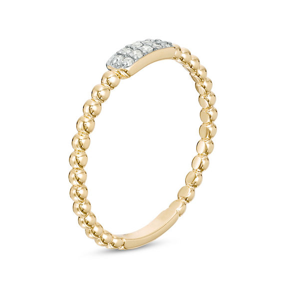 1/15 CT. T.w. Composite Diamond Rectangle Beaded Stackable Band in 10K Gold