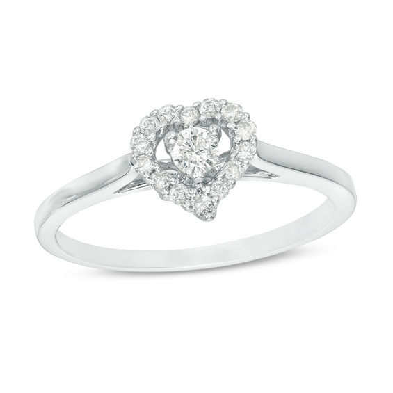 1/5 CT. T.w. Diamond Heart Frame Promise Ring in 10K White Gold