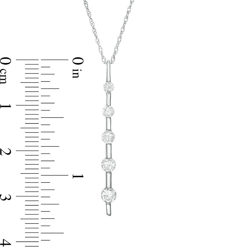 1/2 CT. T.W. Diamond Five Stone Linear Pendant in 10K White Gold