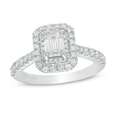 925 sterling silver Emerald Cut With Double Halo Ring Set I Ladies Ring