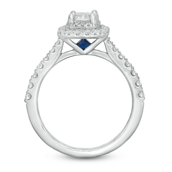 Vera Wang Love Collection 1-1/3 CT. T.w. Emerald-Cut Diamond Double Frame Engagement Ring in 14K White Gold