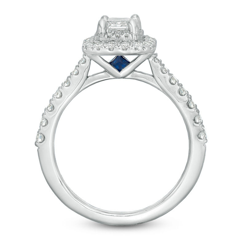 Vera Wang Love Collection 1-1/3 CT. T.W. Emerald-Cut Diamond Double Frame Engagement Ring in 14K White Gold