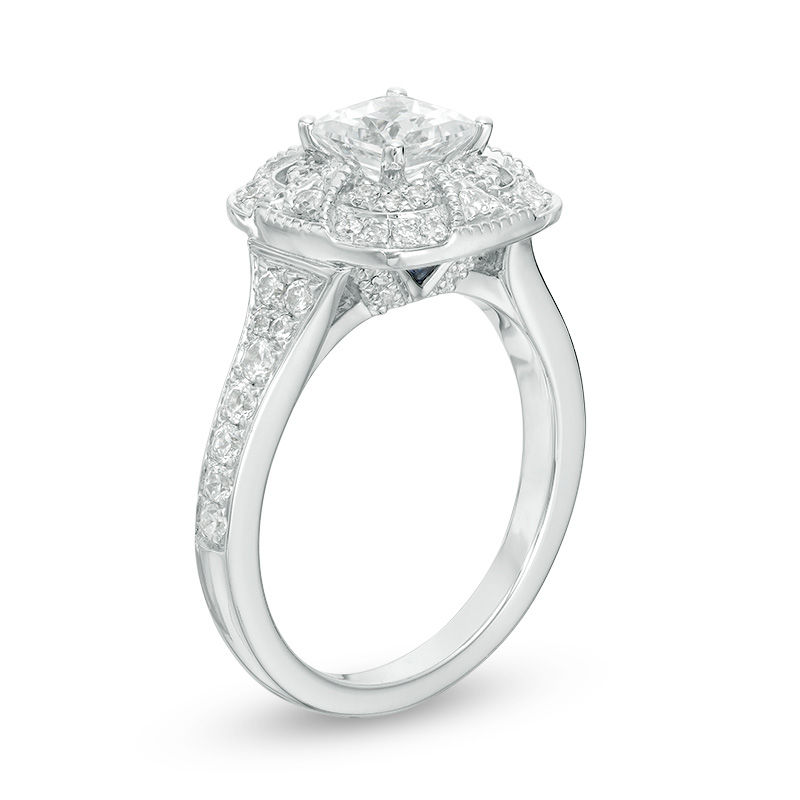 Main Image 2 of Vera Wang Love Heirloom Collection 1 CT. T.W. Princess-Cut Diamond Frame Engagement Ring in 14K White Gold