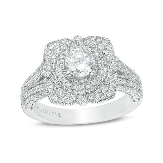 Vera Wang Love Heirloom Collection 1 CT. T.W. Diamond Flower Petal ...