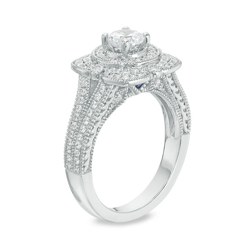 Main Image 2 of Vera Wang Love Heirloom Collection 1 CT. T.W. Diamond Flower Petal Frame Engagement Ring in 14K White Gold